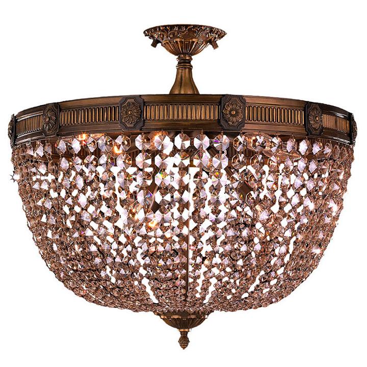 Winchester Collection 9 Light Golden Teak Crystalsemi Flush Mount Ceiling Light