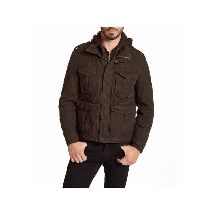 Excelled Military Style Hooded Jacket