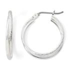 Sensitive Ears Silver-tone Sandblast Twist Hoop Earrings