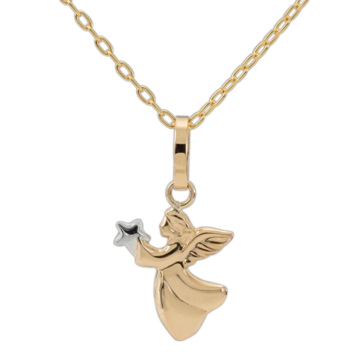 14k Yellow Gold Angel Pendant Necklace