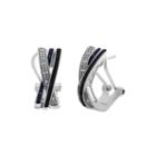 1/10 Ct. T.w. White & Color-enhanced Black & Blue Diamond Crossover Earrings