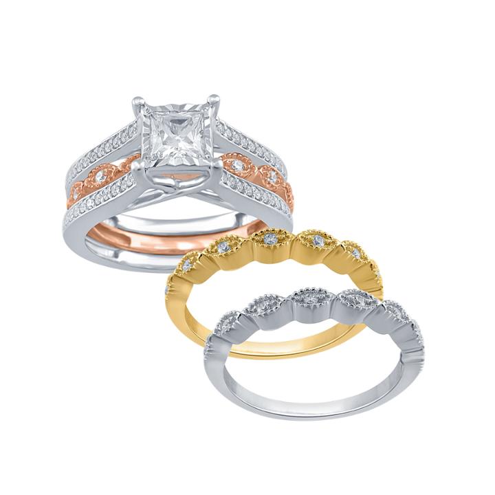 Womens 7/8 Ct. T.w. Genuine White Diamond 10k Gold Bridal Set