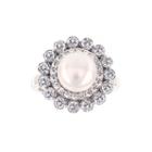 Diamonart Cultured Freshwater Pearl And Cubic Zirconia Sterling Silver Flower Ring
