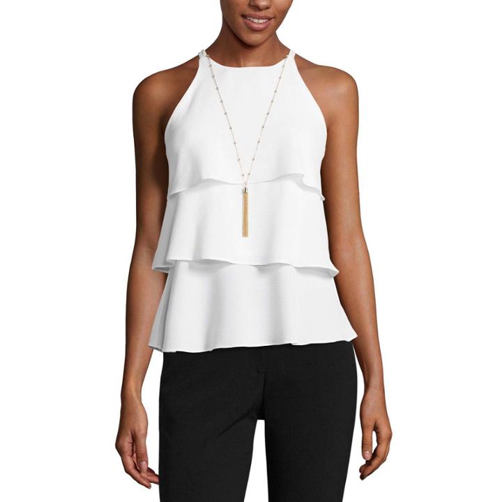 By & By Tiered Necklace Tank Top-juniors