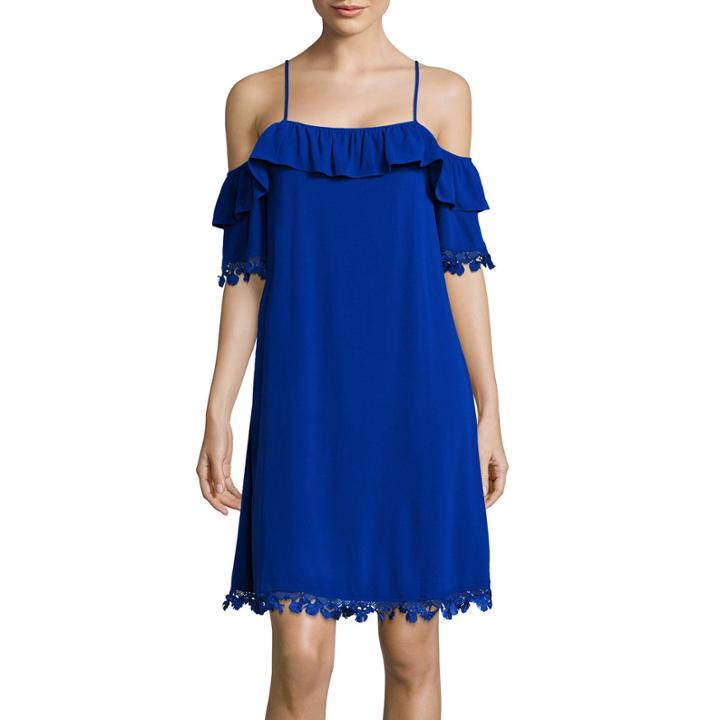 Stylus&trade; Flutter-sleeve Cold-shoulder Dress