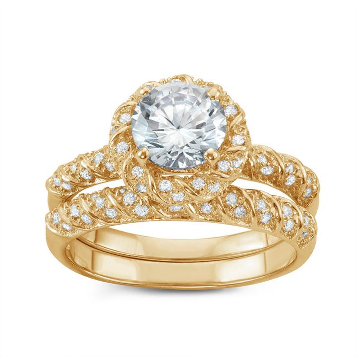 Womens 1 Ct. T.w. Cubic Zirconia White Round Bridal Set