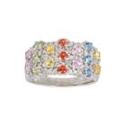 Limited Quantities Genuine Multicolor Sapphire Sterling Silver Ring