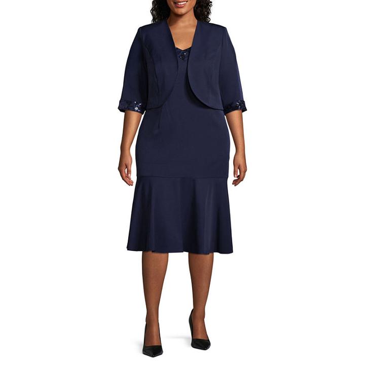 Maya Brooke Long Sleeve Jacket Dress - Plus
