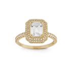 Diamonart Womens 2 1/4 Ct. T.w. Lab Created Emerald White Cubic Zirconia 10k Gold Engagement Ring
