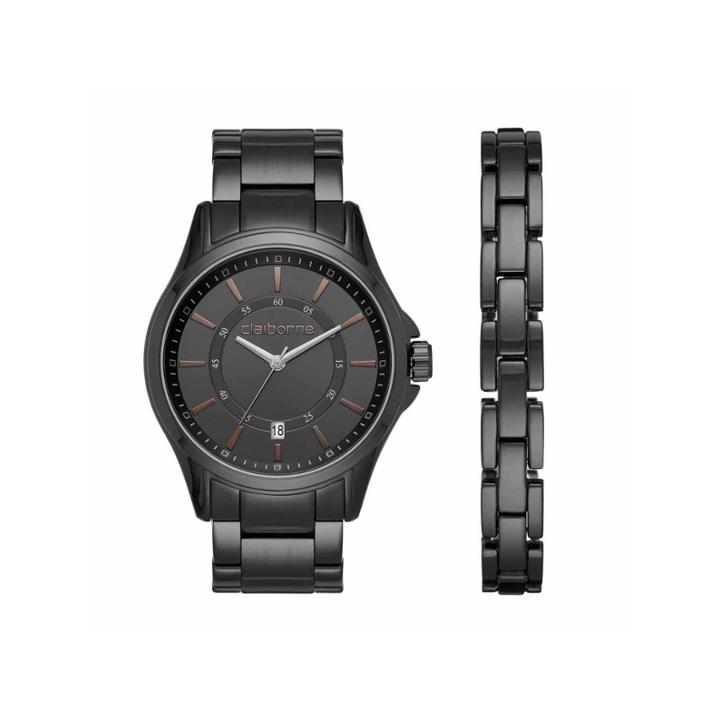Claiborne Mens Black Watch Boxed Set-clm9007