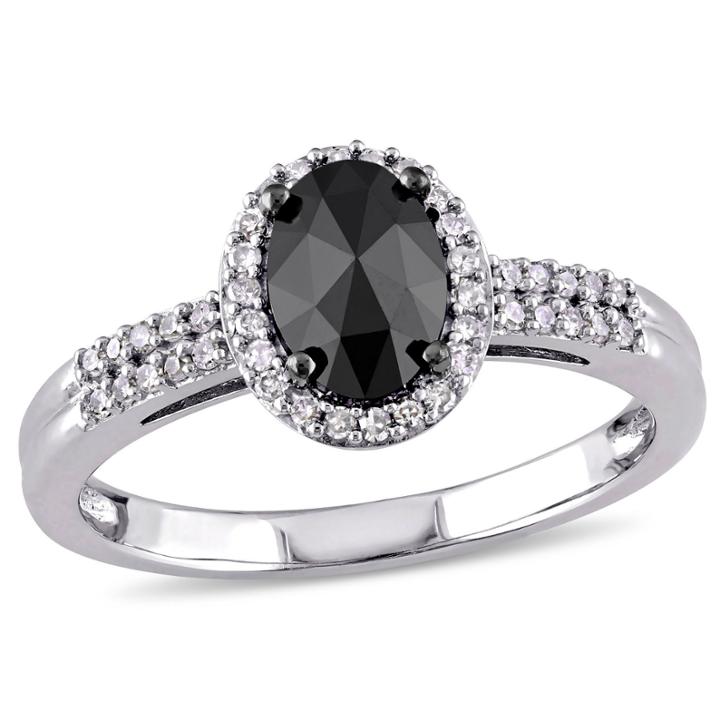 Midnight Black Diamond 1 Ct. T.w. 14k White Gold Diamond Bridal Ring