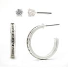 Sparkle Allure&trade; Crystal Silver-plated Brass Hoop And Stud Earring Set