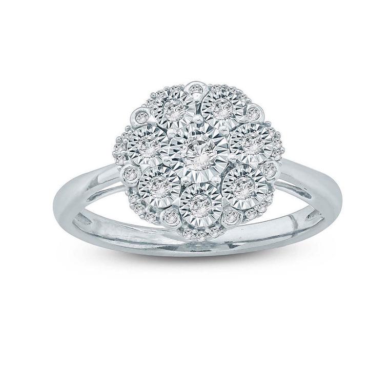 Womens 1/5 Ct. T.w. Diamond White Sterling Silver Crossover Ring