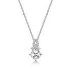 Womens Lab Created White Sapphire Sterling Silver Pendant