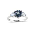 Heart-shaped Genuine London And Sky Blue Topaz 3-stone Ring
