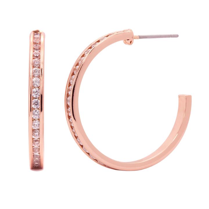 Sparkle Allure 1 3/4 Ct. T.w. Clear Gold Over Brass Hoop Earrings