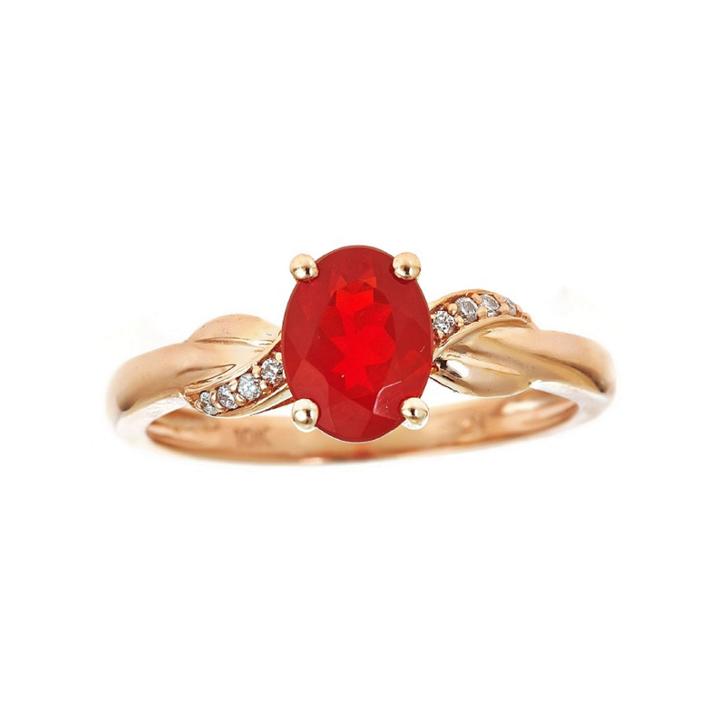 Limited Quantities! Diamond Accent Orange Opal 10k Gold Cocktail Ring