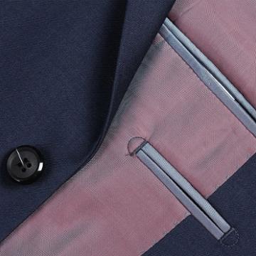 Verno Men's 100% Wool Navy Blue Slim Fit Notch Lapel Two Piece Suit