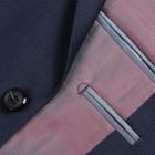 Verno Men's 100% Wool Navy Blue Slim Fit Notch Lapel Two Piece Suit