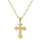 Made In Italy Womens 24k Gold Over Silver Sterling Silver Cross Pendant Necklace