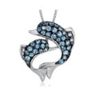 Blue Topaz & Lab-created White Sapphire Sterling Silver Dolphin Pendant Necklace