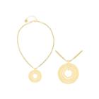 Liz Claiborne Gold-tone Two-row Hammered Pendant Necklace