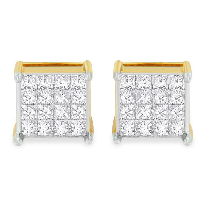 2 Ct. T.w. Princess White Diamond 10k Gold Stud Earrings