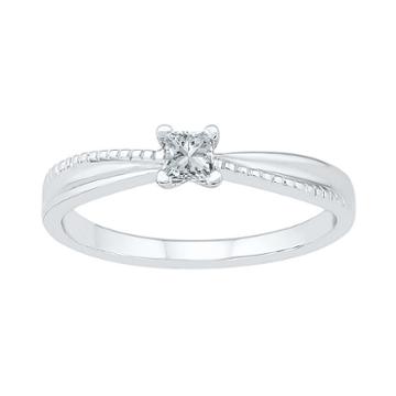 Promise My Love Womens 1/6 Ct. T.w. Genuine Princess White Diamond 10k Gold Promise Ring