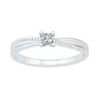 Promise My Love Womens 1/6 Ct. T.w. Genuine Princess White Diamond 10k Gold Promise Ring