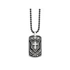 Mens Stainless Steel Antiqued Cross Dog Tag Pendant
