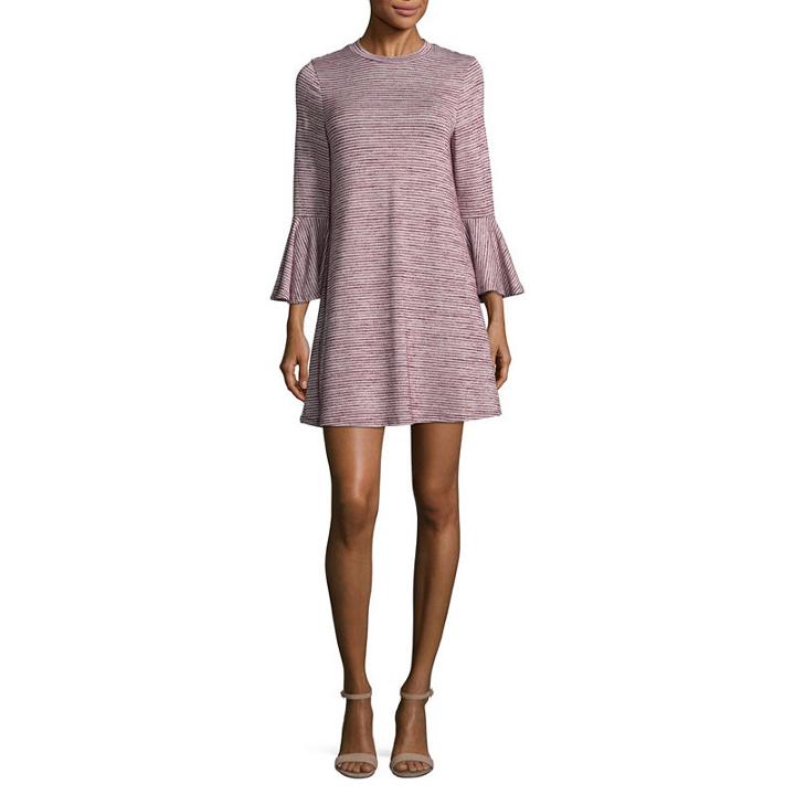 Speechless Long Sleeve Stripe Shift Dress-juniors
