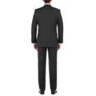 Verno Men's Black 100% Wool Classic Fit Single Breast Solid Two Piece Suit