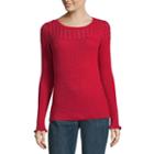 Liz Claiborne Long Sleeve Scoop Neck Pullover Sweater - Tall