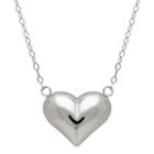 14k White Gold 17 Inch Puffed Heart Necklace