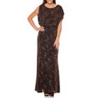 Signature By Sangria Dolman-sleeve Glitter Bow-back Blouson Formal Gown