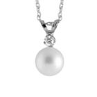 Womens 1/10 Ct. T.w. Genuine White Cultured Akoya Pearls 14k Gold Round Pendant Necklace