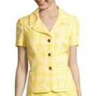 Isabella Short-sleeve Window Pane Print Skirt Suit
