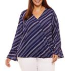 Liz Claiborne Long Sleeve Wrap Shirt- Plus