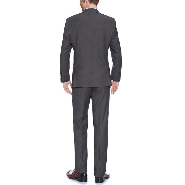 Verno Men's Dark Grey Slim Fit Italian Styled Twopiece Suit