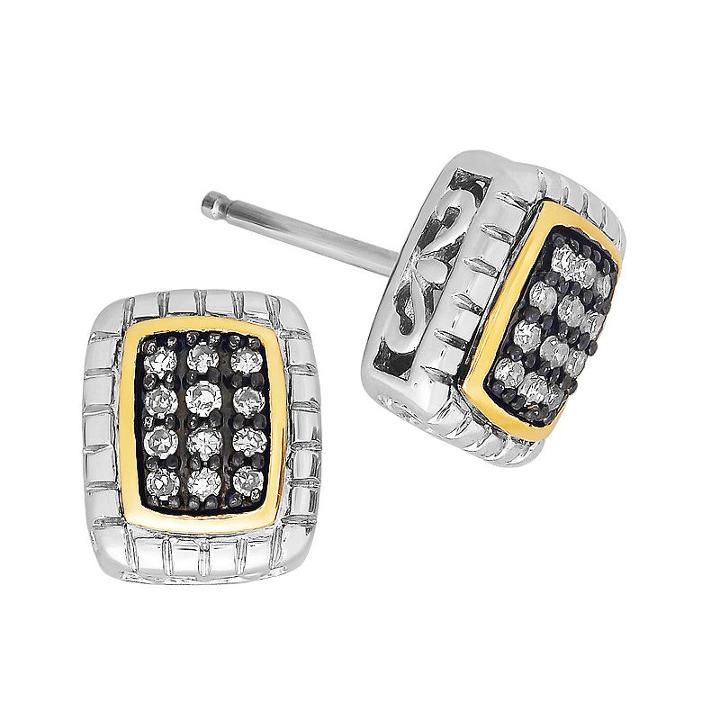 1/6 Ct. T.w. Round Brown Diamond Sterling Silver Stud Earrings