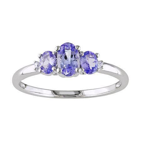 10k White Gold Tanzanite 3-stone Ring
