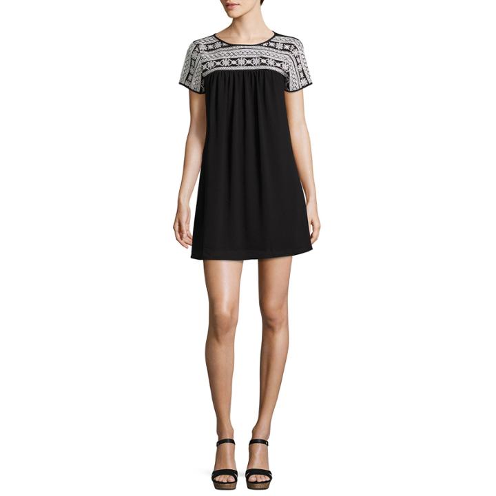 Trixxi Short Sleeve Embroidered Blouson Dress-juniors