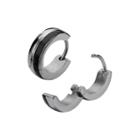 Stainless Steel And Black Ip 12.7x4mm Huggie Hoop Earrings