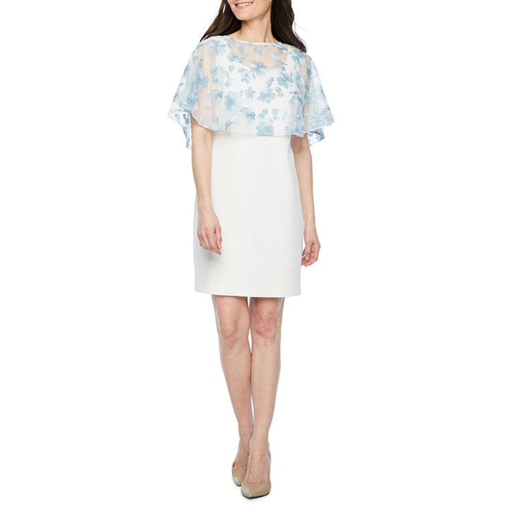 Scarlett Sleeveless Embroidered Floral Sheath Dress-petites