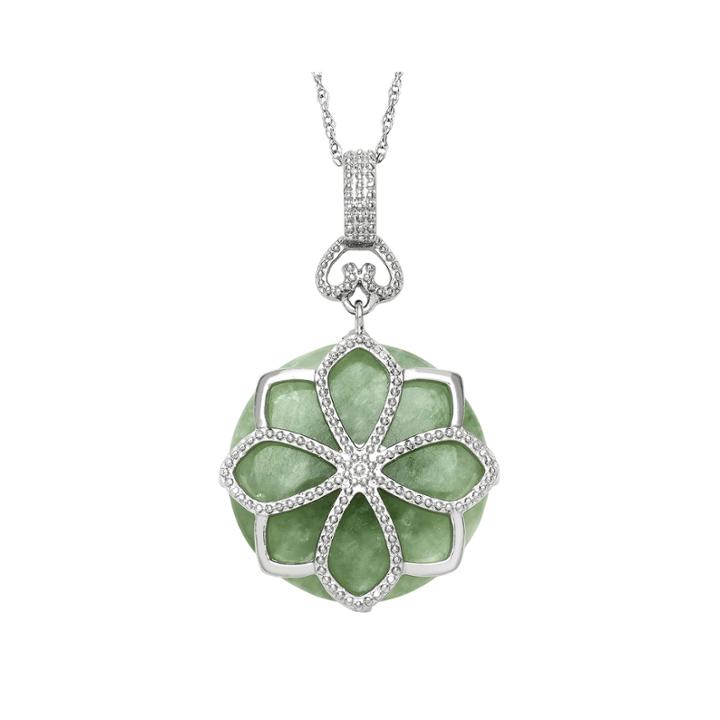 Green Jade Sterling Silver Pendant Necklace