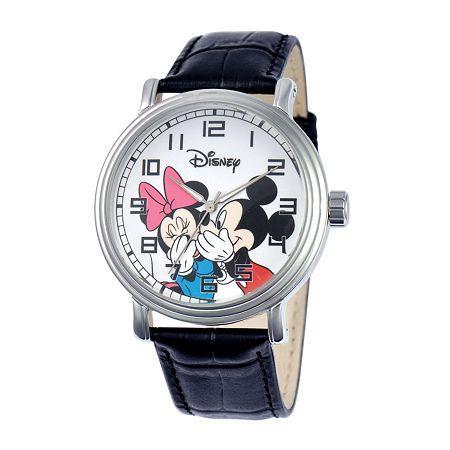Disney Mickey & Minnie Mens Black Strap Vintage Watch