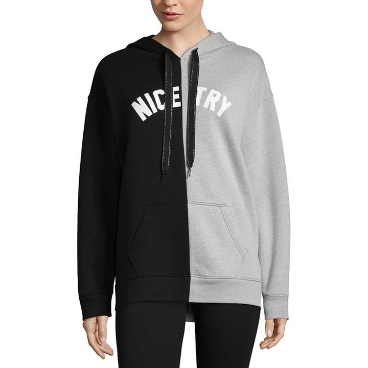 Flirtitude Nice Try Split Graphic Sweatshirt - Juniors