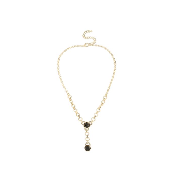 Worthington Black Faceted Stone Gold-tone Y-necklace