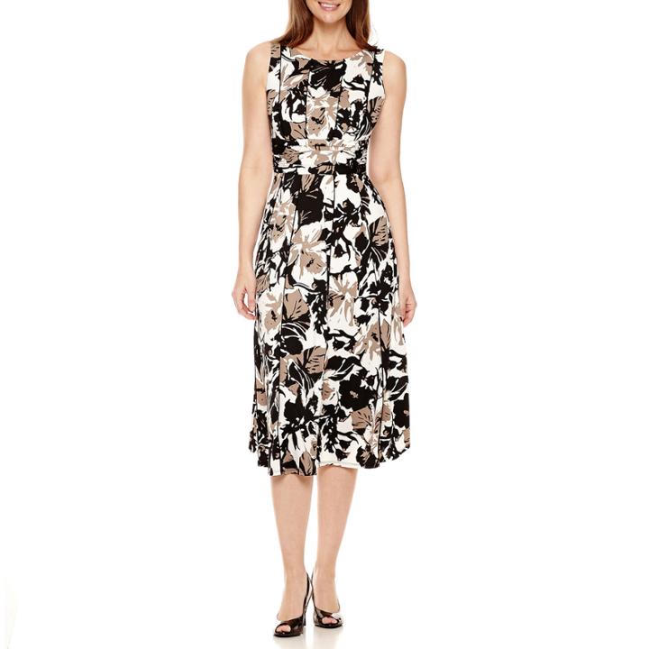 Perceptions Sleeveless Floral Print A-line Dress