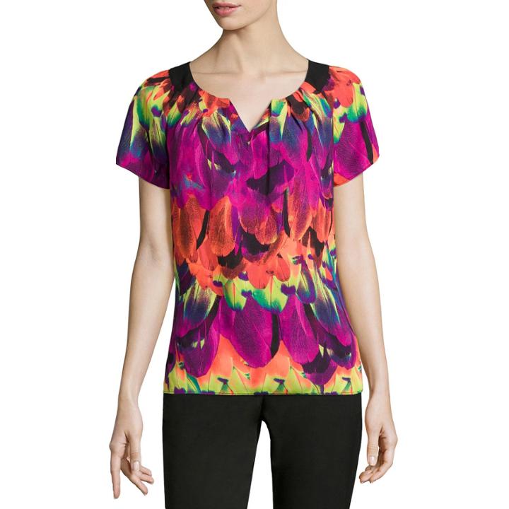 Worthington Cap-sleeve Pleated Blouse